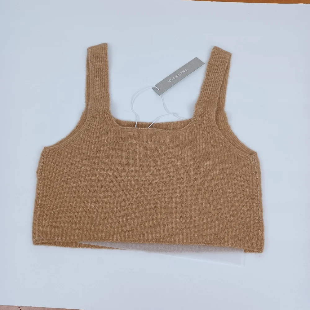 Everlane The Cozy Stretch Crop Tank Size S Women In Caramel  Wool Blend Preppy